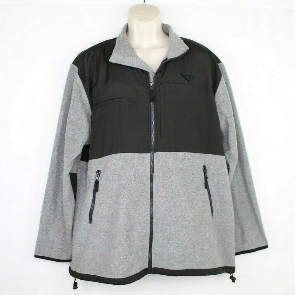 Vintage PONY Mens Fleece Jacket Size XL Black Gray